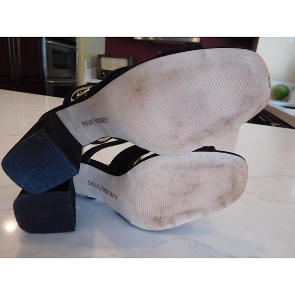 SOLE SOCIETY "Joanan" Black Suede Leather Ankle Strap Criss-Cross Sandals 8.5M - Picture 8 of 11